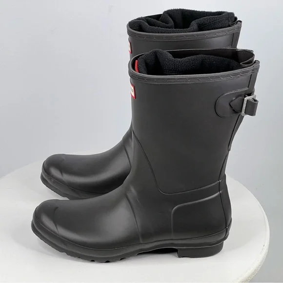 Hunter Original Short Boot Matte Black Waterproof Fisherman Fall Winter Rain 10 - Picture 3 of 15